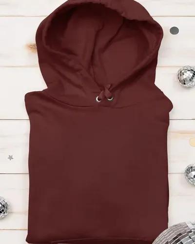 Men's Solid Color Fleece Lined Cotton Hoodie/ Winter Collection /  Maroon / M