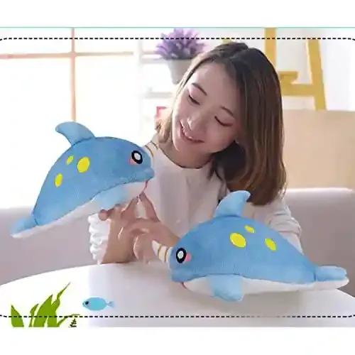 DEARJOY Dolphin with Unicorn Horn Soft Toy for Baby Also Used as Plush Toy Hugging Pillow Like Teddy Bear Soft Toys for Kids Boys & Girls, Birthday Gift (28 cm, Blue)