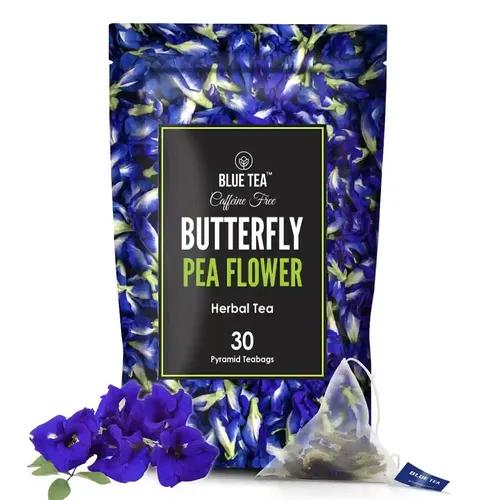 BLUE TEA - Butterfly Pea Flower Tea - 30 Tea Bags || SUPER ANTIOXIDANT || Aparajita - Shankhpushpi || Flower Based - Herbal Tea - Caffeine Free - Detox Tea - No Preservatives | Featured In Shark Tank | Zipper