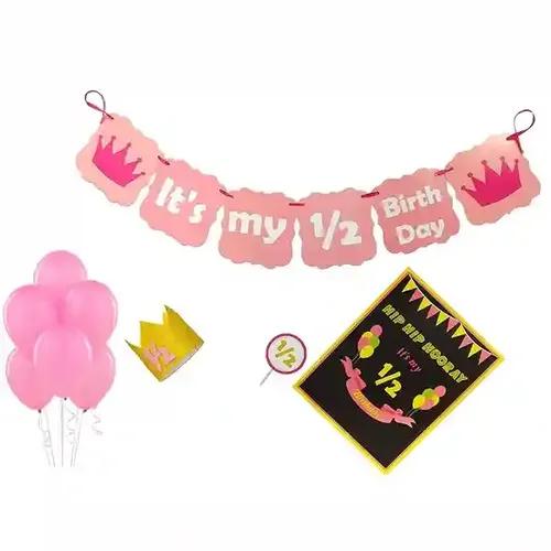 Untumble Six Month Birthday Theme Pink Half Birthday Party Kit For A Baby Girl