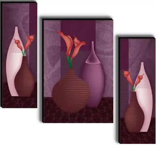 Framed Flower Vase Wall Painting for Home Decor - Pattern 177