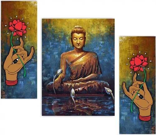 Framed Buddha Wall Painting for Home Decor - Pattern 210