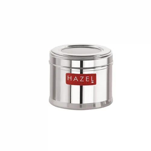 HAZEL Stainless Steel Containers for Kitchen | Top See Through Stainless Steel Airtight Masala Box for Kitchen Storage with Airtight Lid, 750 ML