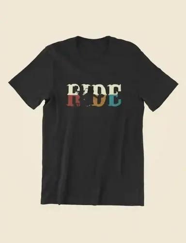 Ride - Unisex Regular Fit Black T-shirt - S