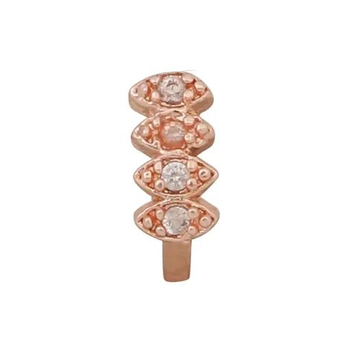 AD CZ Diamond Pressing Rose Gold Nose Pin (1 CM) White