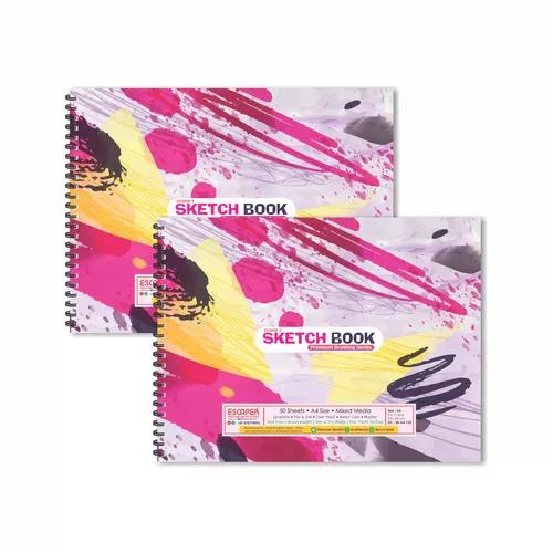 Seamless Pink Theme Sketchbooks For Painting - Pack Of 2