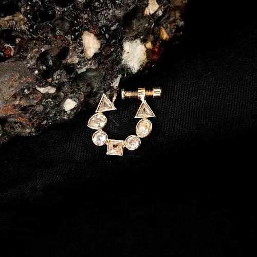 White CZ Gold Nose Pin  Brass