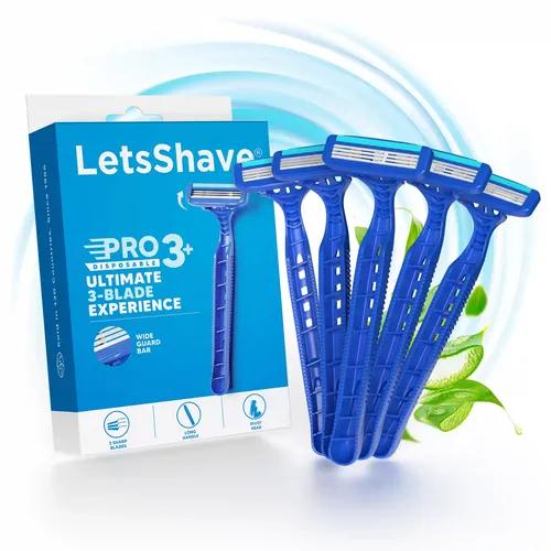 LetsShave Pro 3 Plus Disposable Razor Kit - 3-Blade Disposable Shaving Razor (Pack Of 5)