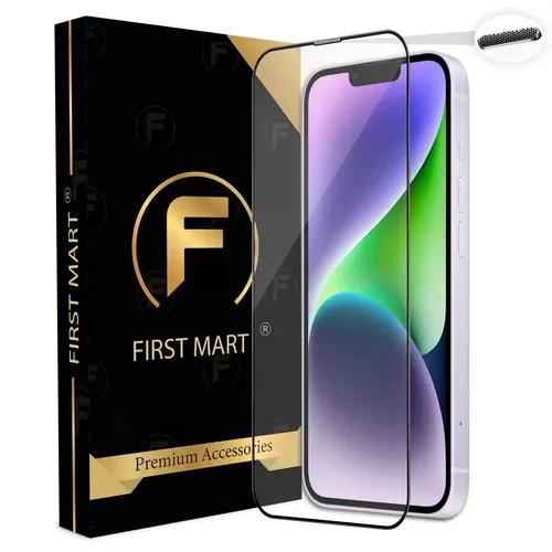 FIRST MART Premium Tempered Glass for iPhone 14 Plus / 13 Pro Max Edge to Edge Screen Coverage and Speaker Mesh Dust Filter, Easy Installation Kit