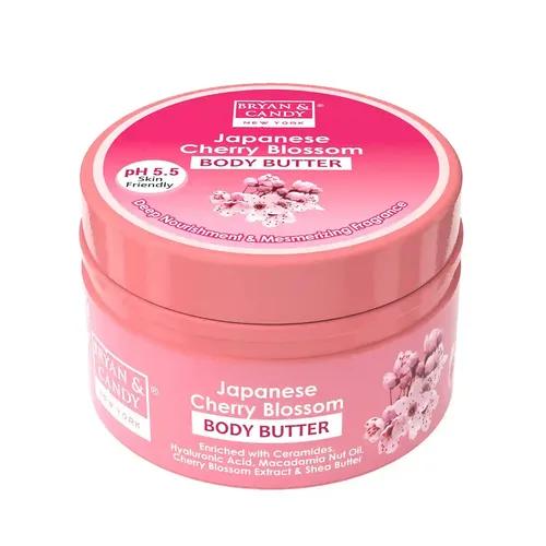 BRYAN & CANDY Cherry Blossom Body Butter pH 5.5 for 72Hrs Moisturization. Enriched with Ceramides, Hyaluronic acid, Cherry Blossom extract & Shea Butter| Non-Sticky Moisturizer for Women & Men (200gm)