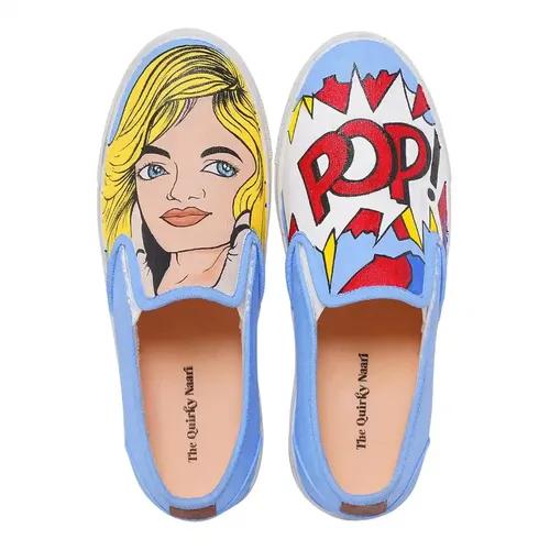 THE QUIRKY NAARI Handpainted Pop Girl Slipons with Burst of Colours - 3 UK