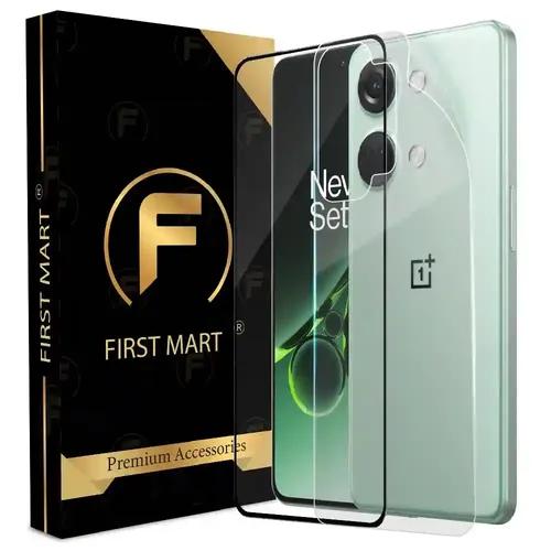 FIRST MART Tempered Glass and Clear Back Membrane for OnePlus Nord 3 5G with Edge to Edge Screen Coverage and Easy Installation Kit