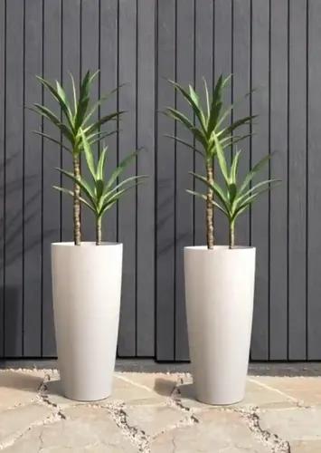 AMASS HANDICRAFTS Planters for Indoor - Outdoor Plants & Modern Metal Floor Flowers Pot for Garden, Balcony & Living Room & Mid Century 20 Inch Pack of 2 (White)