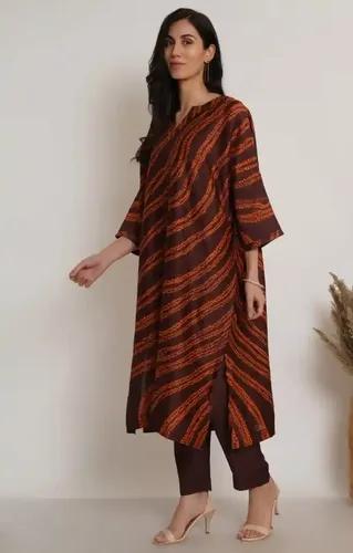 Brown Shibori Tie & Dye Kaftan - X-Small