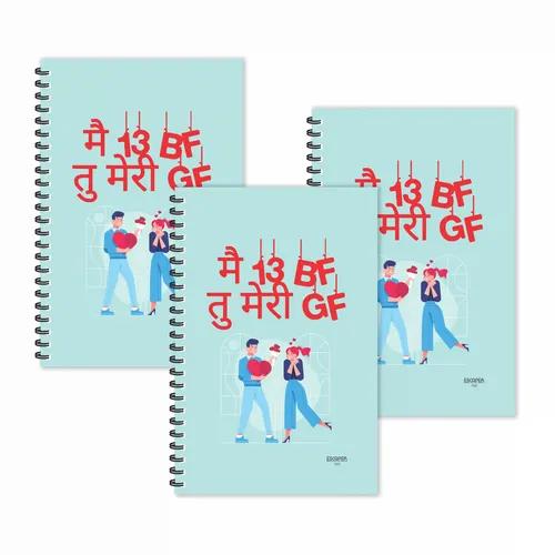 Mein Tera Boyfriend Tu Meri Girlfriend Hindi Quotes Ruled Diaries - Pack Of 3