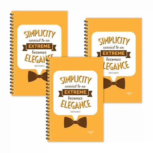 Simplicity Extreme Elegance Motivation Ruled Diaries - Pack Of 3