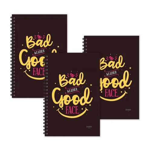 To Bad Weather Good Face Motivational Quotes Ruled Diaries - Pack Of 3