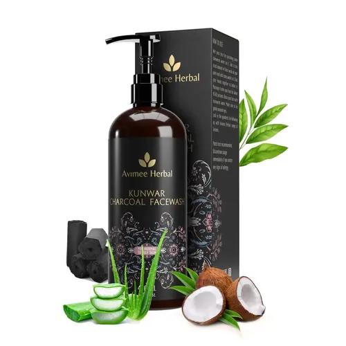 AVIMEE HERBAL Kunwar Charcoal Face Wash I For Oil & Dust Free Skin That Glows From Within | Deep Cleaning With Activated Charcoal & Neem Extracts | 400 ml