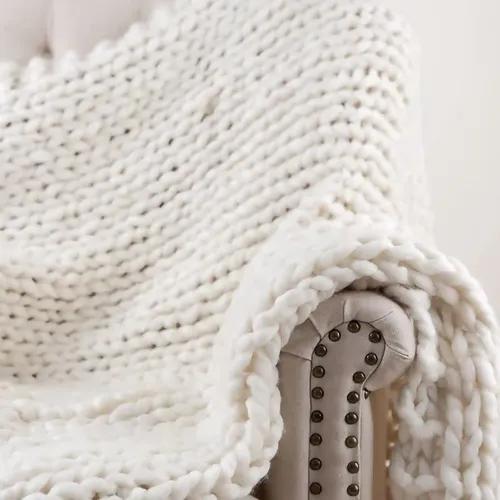 THE HOME TALK Beautifully Knitted and Textured Blanket | Very Soft and Premium Wool | Snuggle up Any time in This Luxurious All-Season Blanket | Lightweight Cozy Blankets