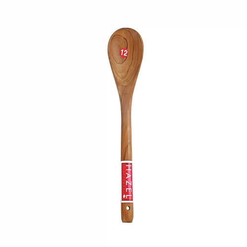 HAZEL Wooden Oval Spatula Scoop Non Stick One Piece Cooking Serving Spoon Kitchen Tools Utensil, Small Size