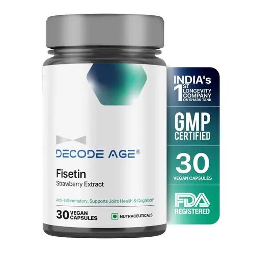 DECODE AGE 99% Pure Fisetin | Senolytic Activator | For Healthy Ageing | Cognitive Support | Inflammation| Strawberry Extract (30 Vegan Capsules)