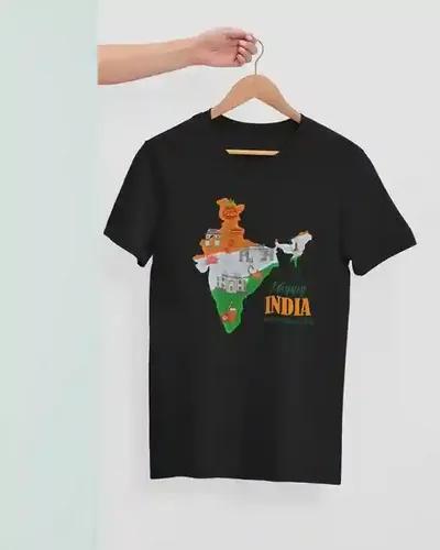 Heritage Tricolor Map Tee for Women: Celebrate India - S