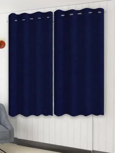 TRANCE HOME LINEN Soild Plain Curtains Windows 6 Feet |100% Cotton 60-66% Room Darkening Curtains | Parda Living Room Bedroom Office | Eyelet Ring Parde (Navy Blue-Set 2, 6Ft Curtains)