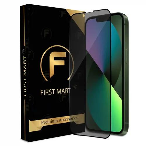 FIRST MART Edge to Edge Privacy Tempered Glass for iPhone 13 / iPhone 14/13 Pro Full Screen Coverage with Easy Installation Kit | Black Glossy