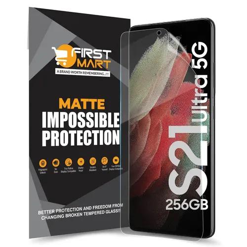 FIRST MART Screen Protector for Samsung Galaxy S21 Ultra 5G - Nanofiber Unbreakable Membrane Case Friendly Full Edge to Edge Screen Coverage & Installation Kit (Matte)