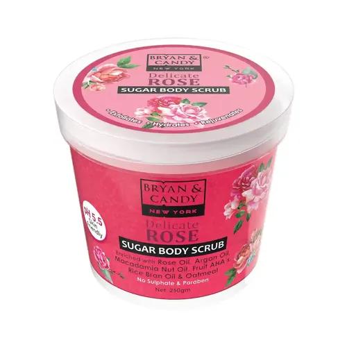 Bryan & Candy Sugar Body Scrub PH 5.5 For Tan Removal & Exfoliation | For Women & Men | 250g (Delicate Rose)