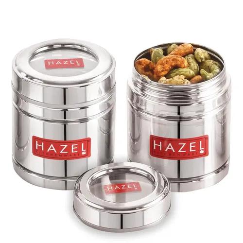 HAZEL Steel Coffee Container with Transparent Lid | Transparent Lid Coffee Powder Storage Box For Kitchen |Food Grade Steel Kitchen Container, Set of 2, 500 ML