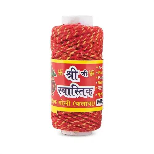 ALODIE - Raksha Sutra | Moli for Puja | Sacred Pooja Cotton Thread | Raksha Sutra for Pooja | Organic Mouli Dhaga for Pujan, Havan, Worship, Diwali, Festival (Pure Red Raksha Sutra Small)