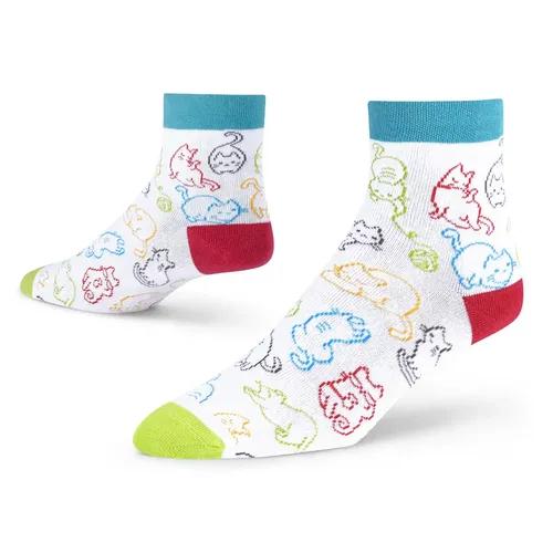 DYNAMOCKS Men's and Women's Combed Cotton Ankle Length Socks (Pack of 1) (Multicolour, Free Size)_Kitty