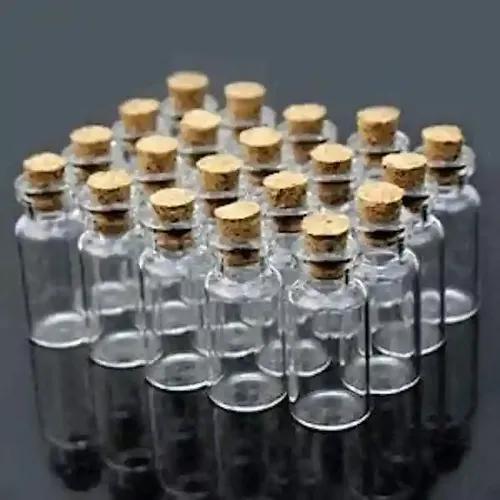 Perfect Pricee Lovely Small Wish Bottle Tiny Clear Empty Wishing Glass Message Vial with Cork Stopper 1ml Mini Containers Bottle (3 Cm) - 12 Pcs