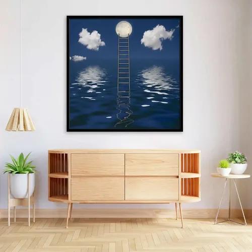 ArtzFolio Rising Ladder | Premium Canvas Painting for Bedroom & Living Room | Black Wood Frame | 12 x 12 inch (30 x 30 cms)