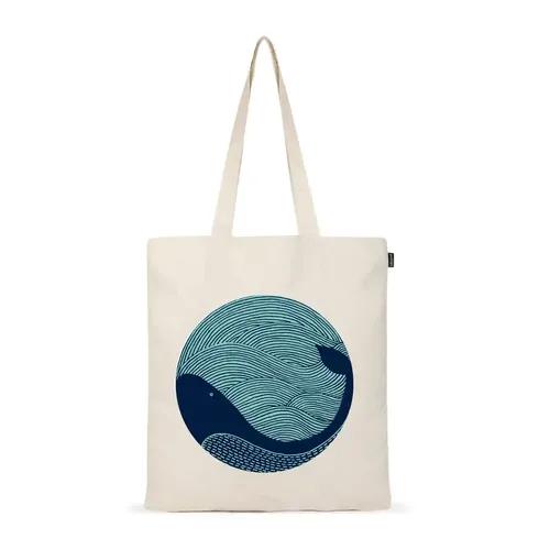 Ecoright Aesthetic Canvas Tote Bag for Women, Reusable Cotton Tote Bag for Grocery, Secret Santa Gifts, Christmas Gifts - White - Whale Doodle