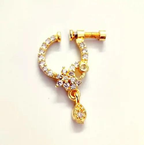 Gold Gleam Nose Pin White