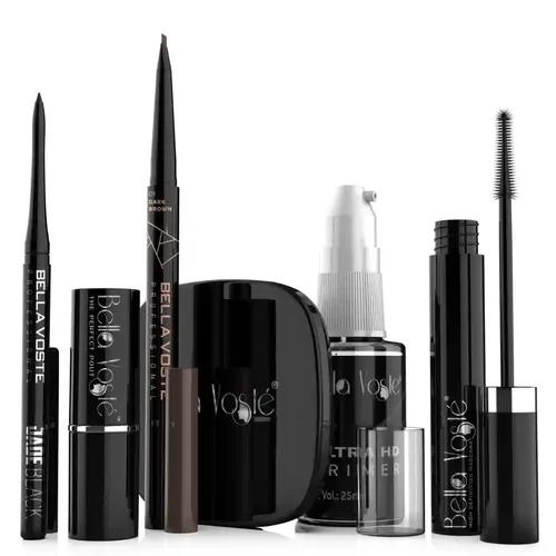 Bella Voste Proffesional 6-in-1 Combo | 9 to5 Beauty Kit - Desk to Diva | Vegan | Cruelty Free | Paraben Free | Recommended Kit for daily Use (DARK SKIN TONE, Metallic Lipstick-02)