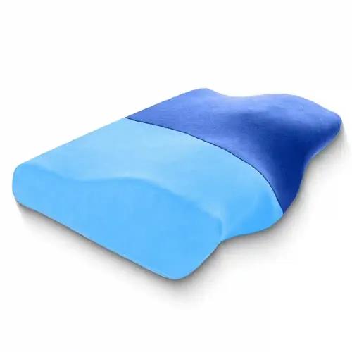 Sleepsia Cervical Gel Infused Memory Foam Pillow, Cervical Sleeping Pillow For Neck & Shoulder Pain - Orthopedic Pillow, Neck  Pillows For Side & Back Sleepers (Velvet, Blue)