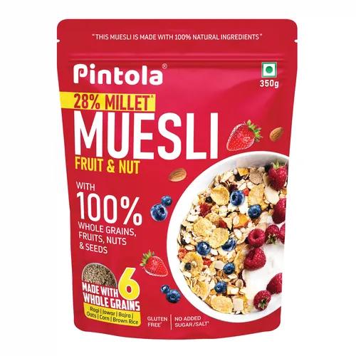 Pintola Fruit & Nut Muesli with 28% Millet & 68% whole grains (350g)