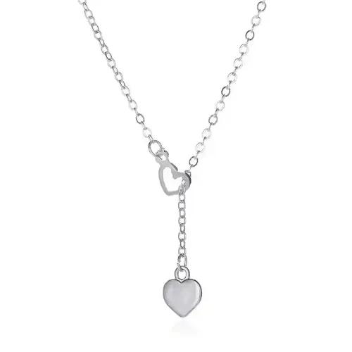 Double Heart Style Pendant Neckpiece Silver Plated