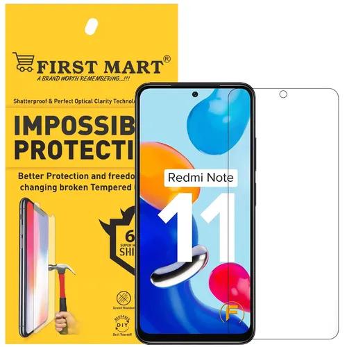 FIRST MART Screen Protector For Redmi Note 11, Note 11s, Note 10 and Note 10s|Crystal Clear Impossible Fiber Tempered Glass Full Flat Screen Coverage with Easy Installation Kit