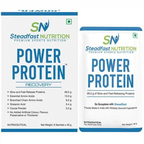 STEADFAST NUTRITION Power Protein | Natural Cocoa Powder | Provides 13 g of EAAs | 6.2 g of BCAA | 5.4 g of Glutamic acid | 4 g carbohydrates & 5 electrolytes per serving (6 Sachets)