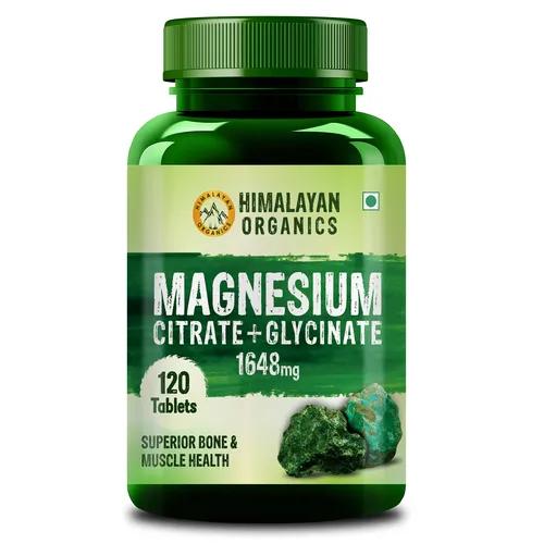 Himalayan Organics Magnesium Complex Supplement with Magnesium Glycinate, Magnesium Citrate, Magnesium Oxide - 120 Veg Tablets