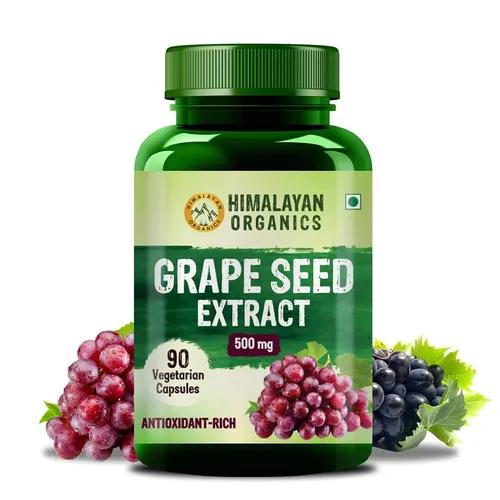 Himalayan Organics Grape Seed Extract 500mg/Serving for Healthy Cholesterol Level - 90 Veg Capsules