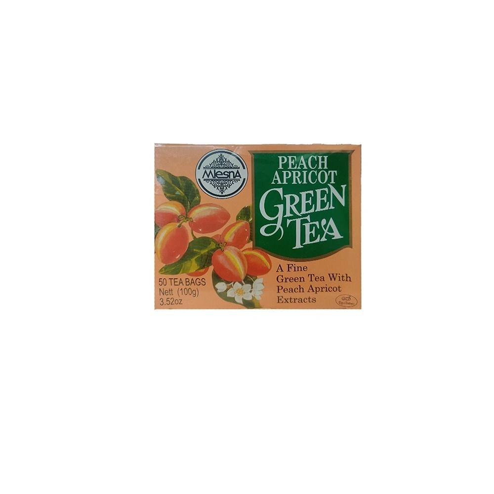 Mlesna Peach Apricot Green Tea 100g (50 x 2g) Flavoured Green Tea Bag (Pack of 1)