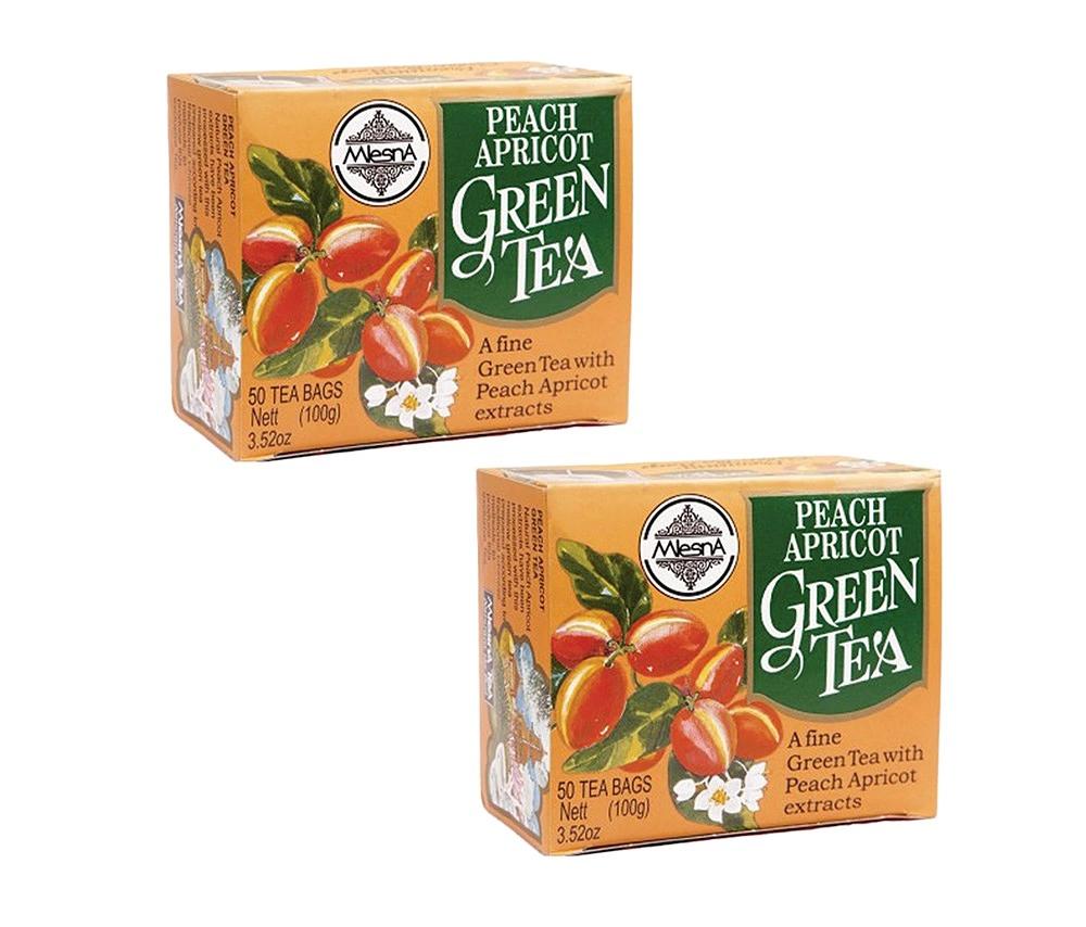 Mlesna Peach Apricot Green Tea Flavoured Green Tea Bag 200g (100g x 2) (Pack of 2) (100g each)